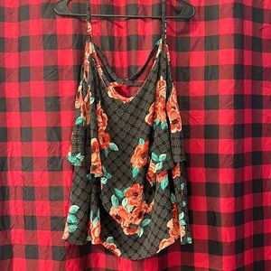 Torrid Floral Layered Criss Cross Tank